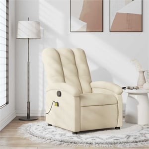 vidaXL Fabric Massage Recliner Chair in Cream