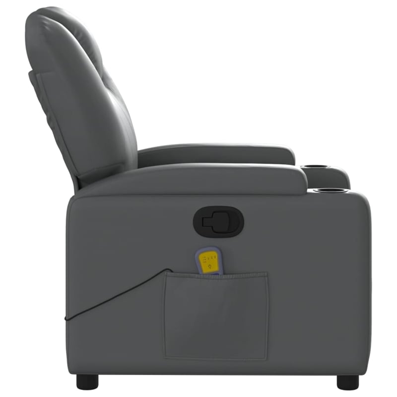vidaXL Faux Leather Massage Recliner Chair in Grey