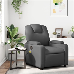 vidaXL Faux Leather Massage Recliner Chair in Grey