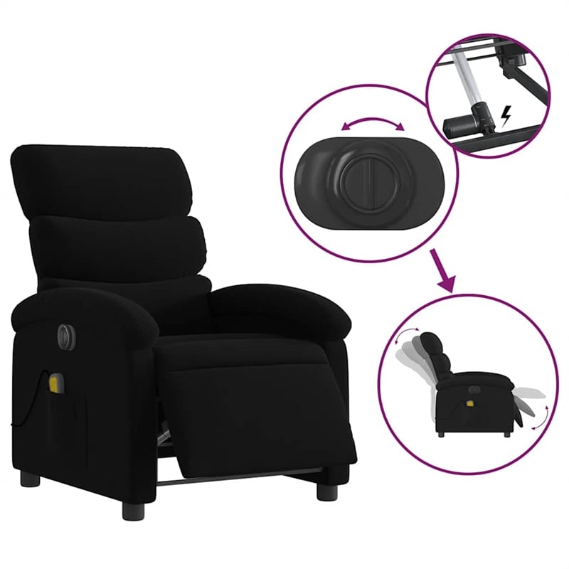 vidaXL Electric Massage Recliner Chair in Black