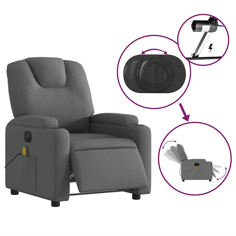 vidaXL Electric Massage Recliner Chair in Dark Gray