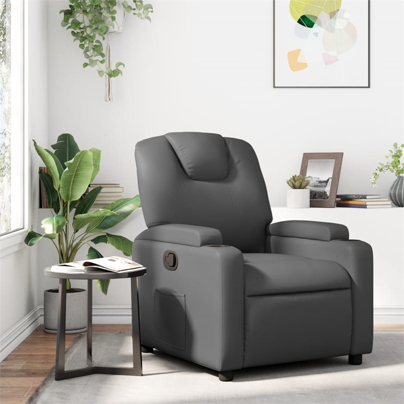 vidaXL Faux Leather Recliner Chair in Gray