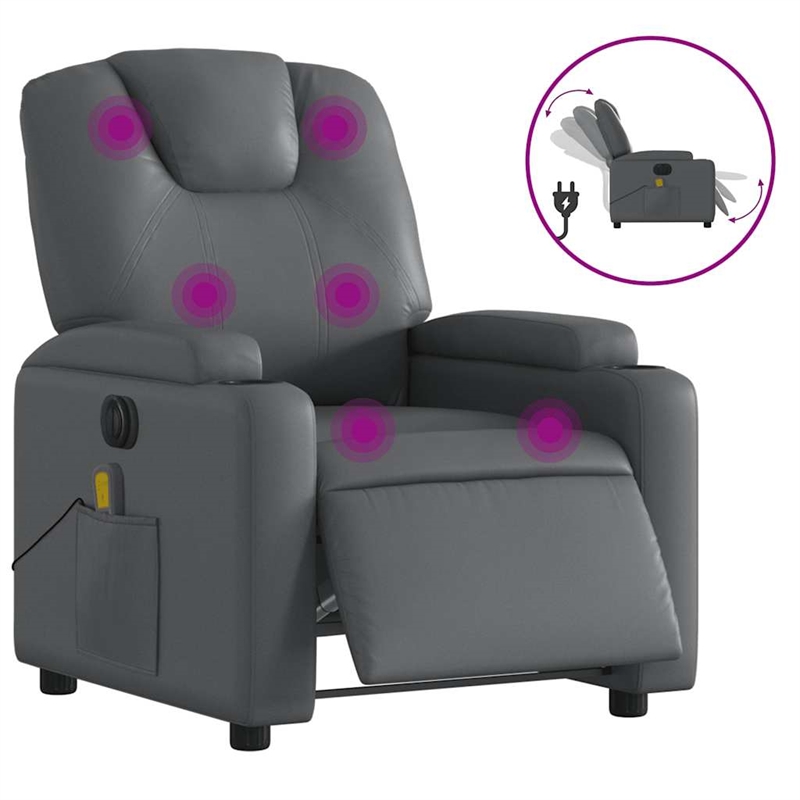 vidaXL Faux Leather Electric Massage Recliner Chair in Gray