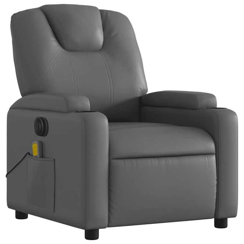 vidaXL Faux Leather Electric Massage Recliner Chair in Gray