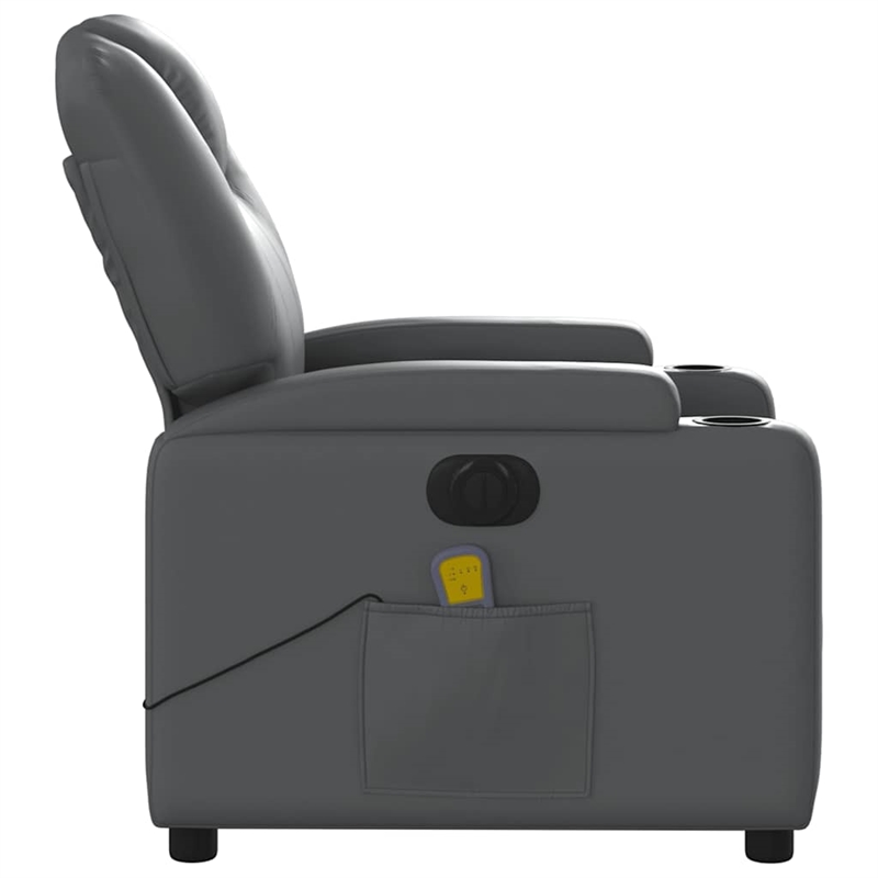 vidaXL Faux Leather Electric Massage Recliner Chair in Gray