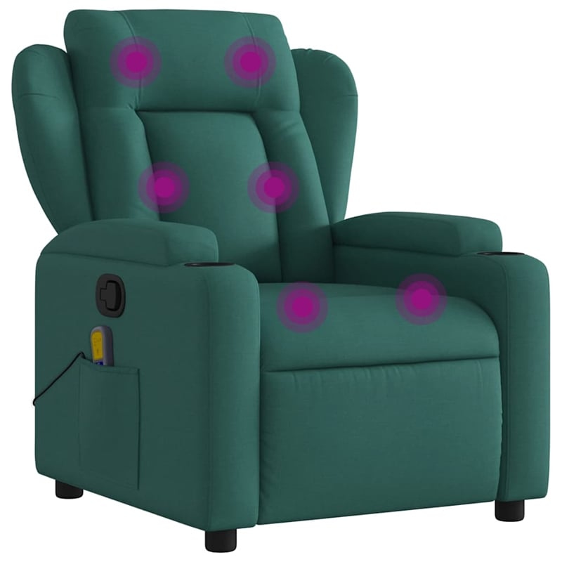 vidaXL Massage Recliner Chair Dark Polyester in Green