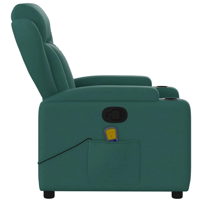 vidaXL Massage Recliner Chair Dark Polyester in Green