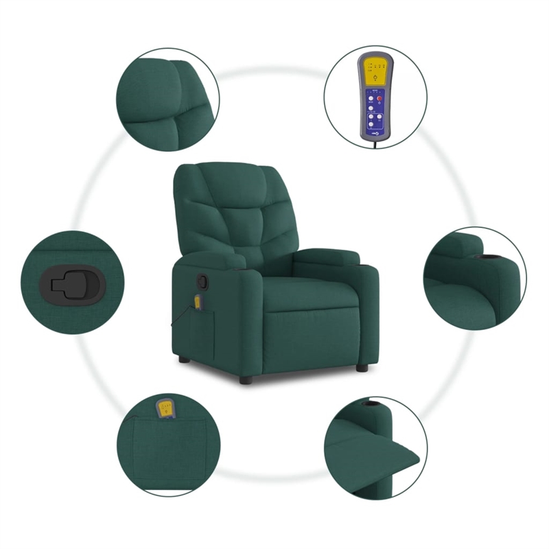 vidaXL Massage Recliner Chair Dark in Green