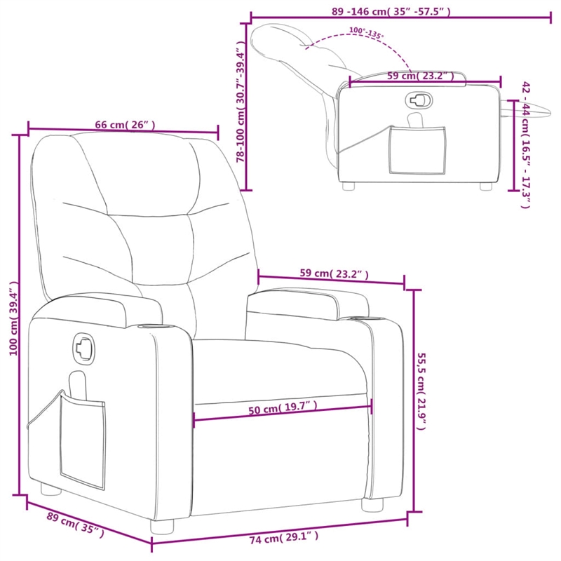 vidaXL Fabric Massage Recliner Chair in Black