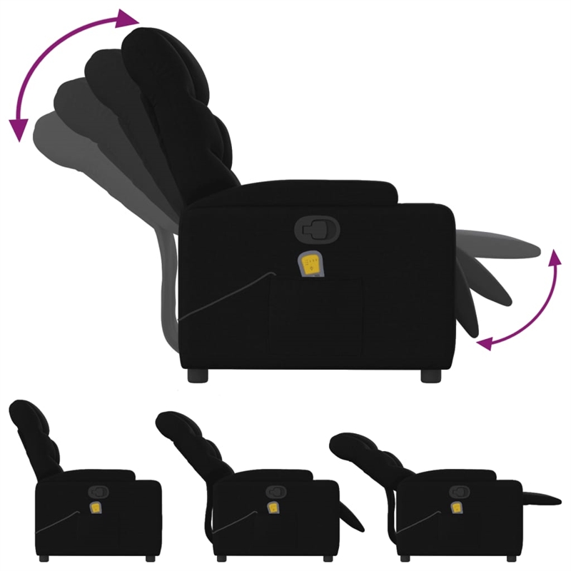 vidaXL Fabric Massage Recliner Chair in Black