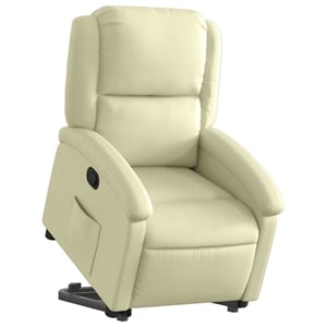 vidaXL Medium Leather Recliner Chair in Cream