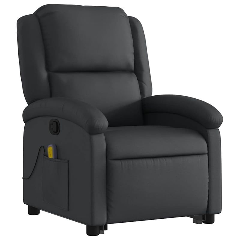 vidaXL Leather Massage Recliner Chair in Black