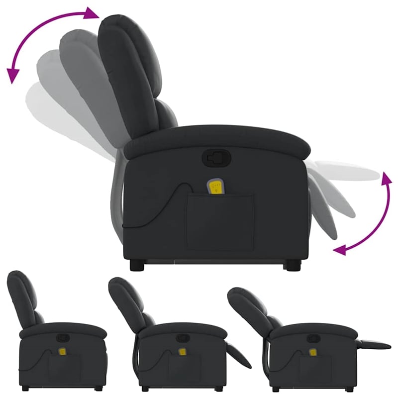 vidaXL Leather Massage Recliner Chair in Black