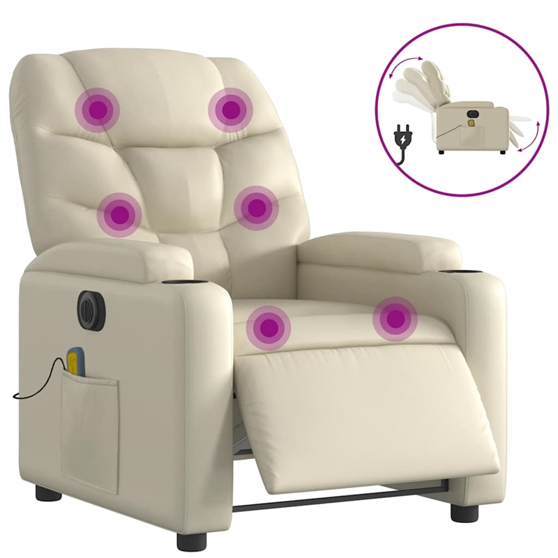 vidaXL Electric Massage Recliner Chair in Cream