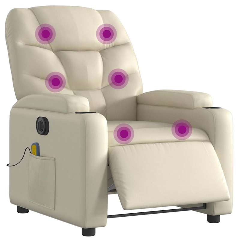 vidaXL Electric Massage Recliner Chair in Cream
