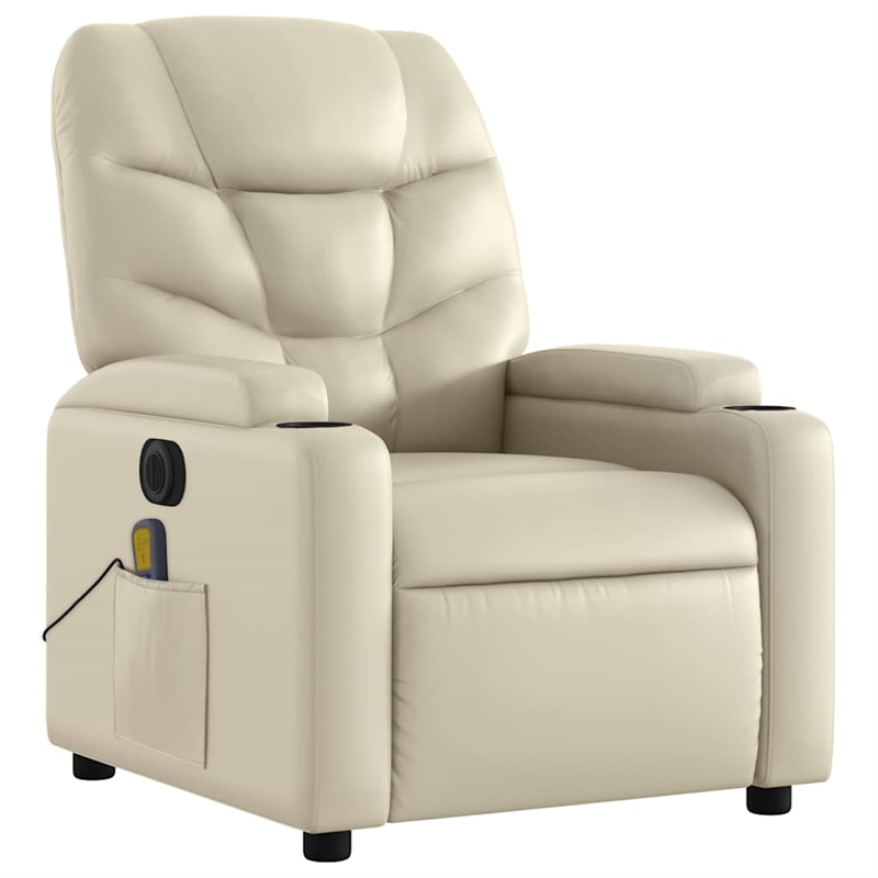 vidaXL Electric Massage Recliner Chair in Cream