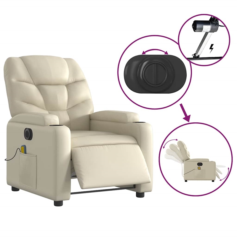 vidaXL Electric Massage Recliner Chair in Cream