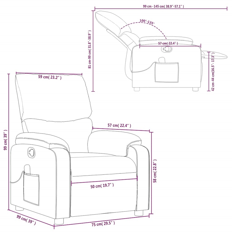 vidaXL Faux Leather Massage Recliner Chair in Black