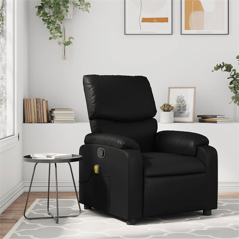 vidaXL Faux Leather Massage Recliner Chair in Black