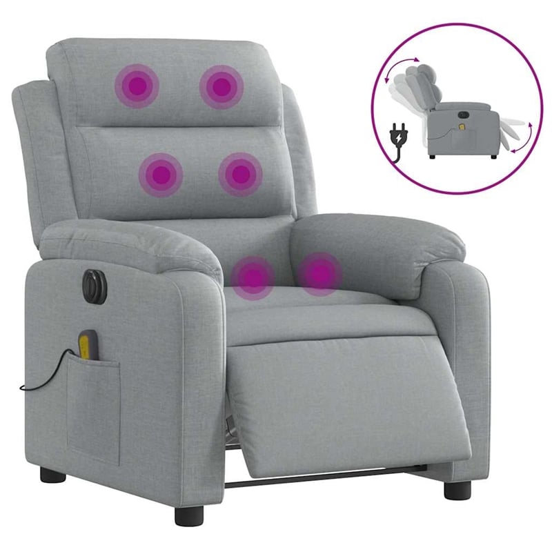 vidaXL Electric Massage Recliner Chair in Light Grey