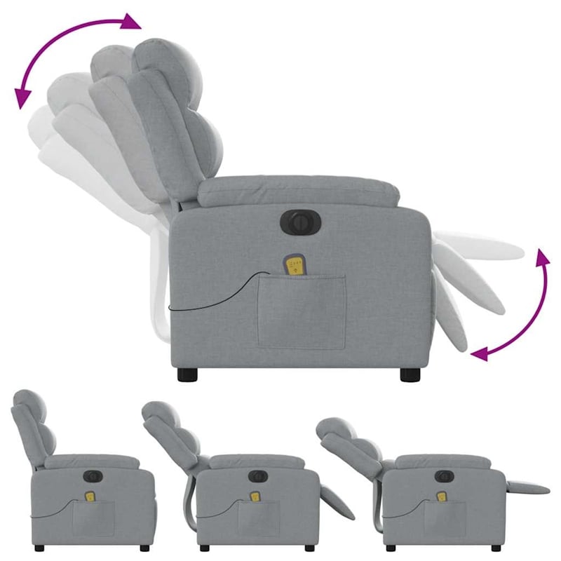 vidaXL Electric Massage Recliner Chair in Light Grey