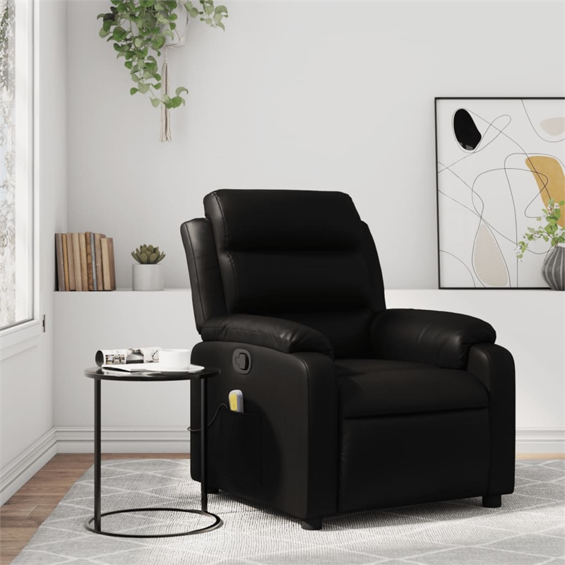 vidaXL Faux Leather Massage Recliner Chair in Black
