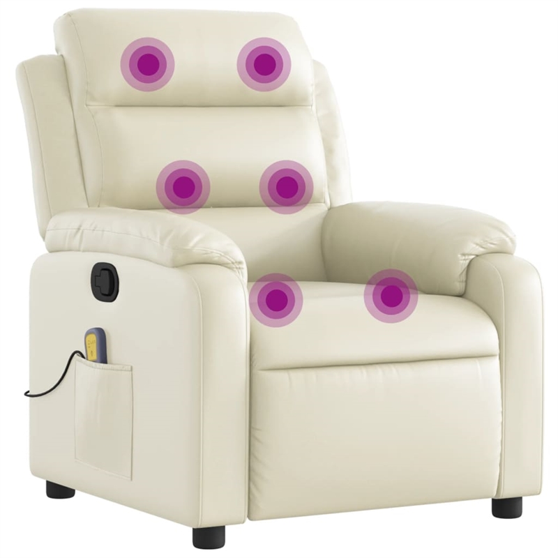 vidaXL Massage Recliner Chair in Cream