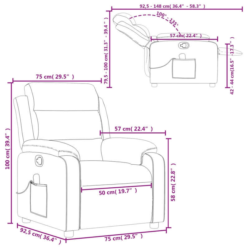 vidaXL Massage Recliner Chair in Cream