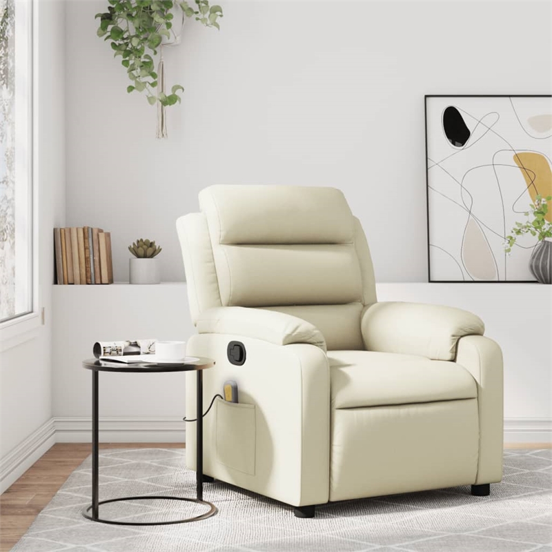 vidaXL Massage Recliner Chair in Cream