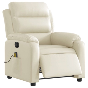 vidaXL Faux Leather Electric Massage Recliner Chair in Cream