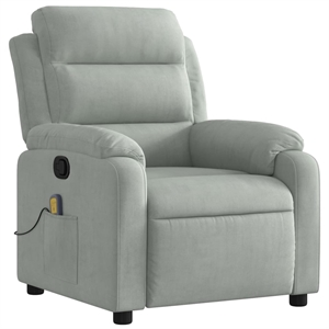vidaXL Velvet Massage Recliner Chair in Light Grey