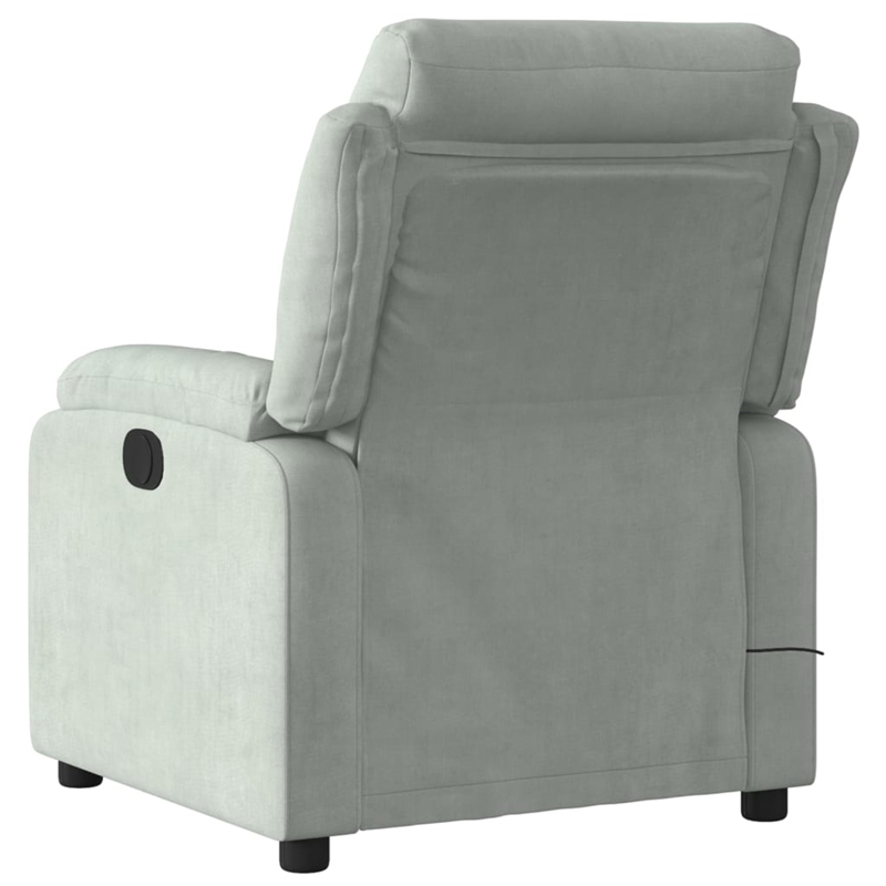 vidaXL Velvet Massage Recliner Chair in Light Grey