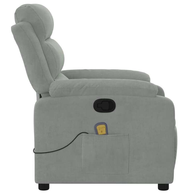 vidaXL Velvet Massage Recliner Chair in Light Grey
