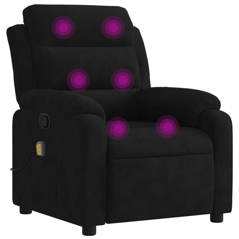 vidaXL Velvet Massage Recliner Chair in Black
