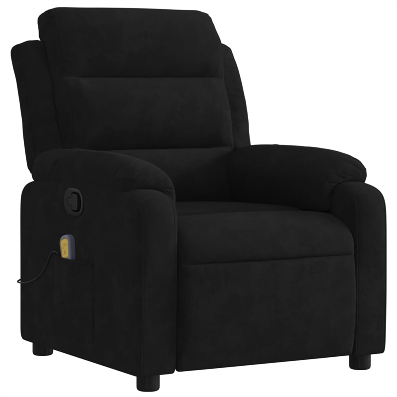 vidaXL Velvet Massage Recliner Chair in Black