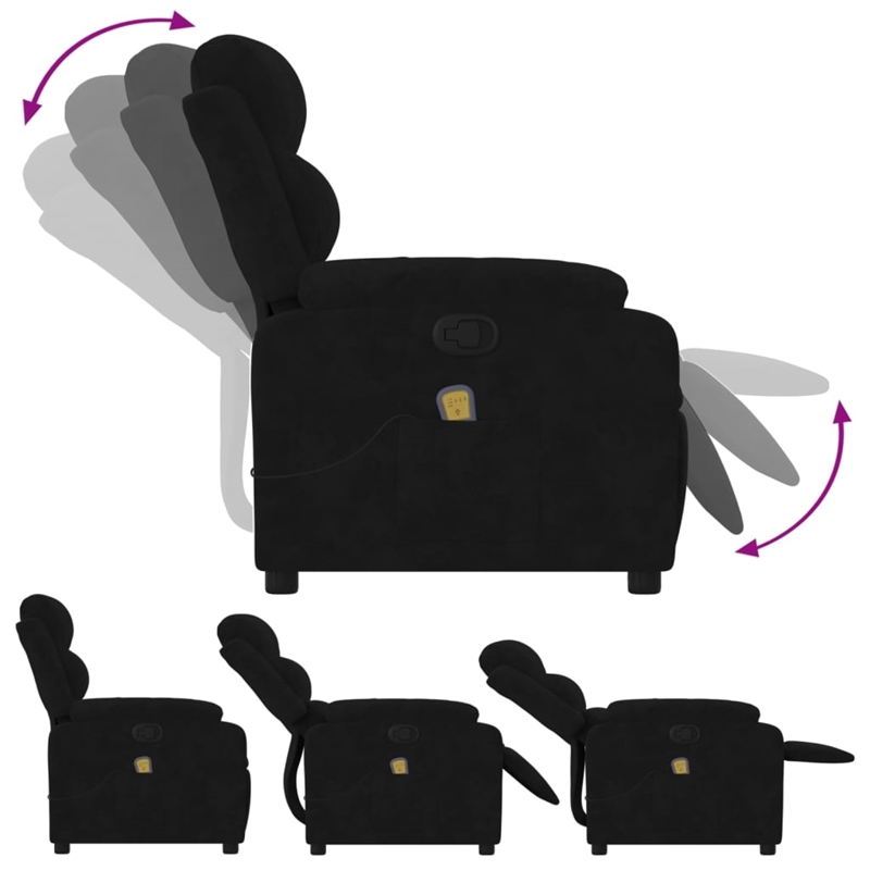 vidaXL Velvet Massage Recliner Chair in Black
