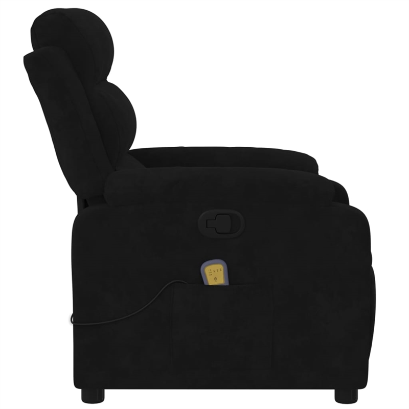 vidaXL Velvet Massage Recliner Chair in Black