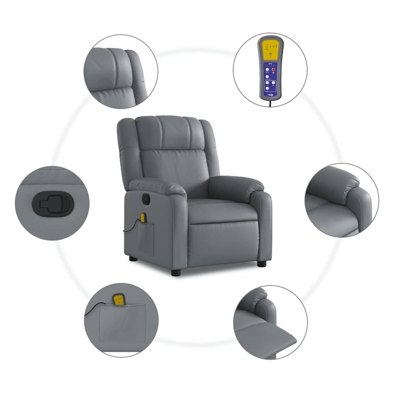 vidaXL Massage Recliner Chair in Gray