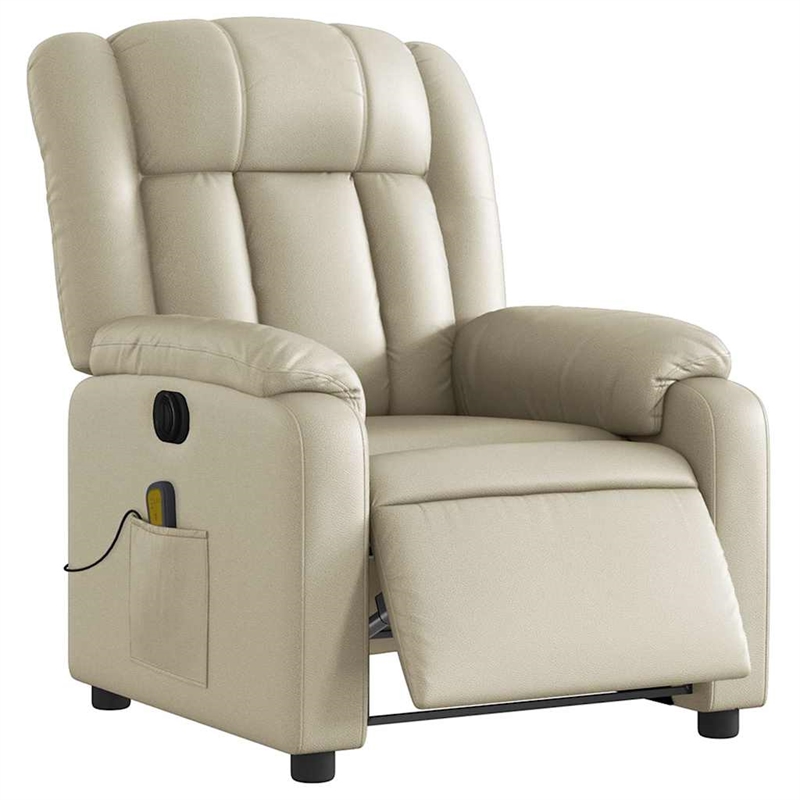 vidaXL Faux Leather Electric Massage Recliner Chair in Cream