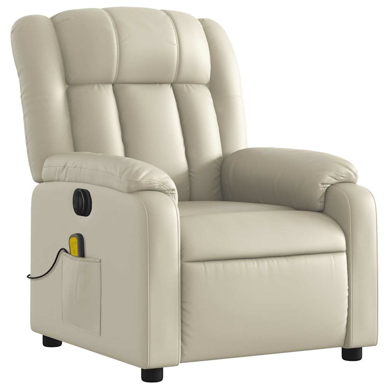 vidaXL Faux Leather Electric Massage Recliner Chair in Cream