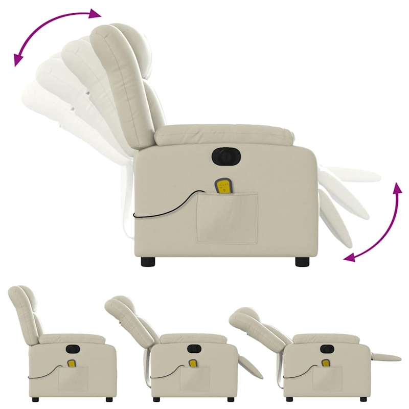 vidaXL Faux Leather Electric Massage Recliner Chair in Cream