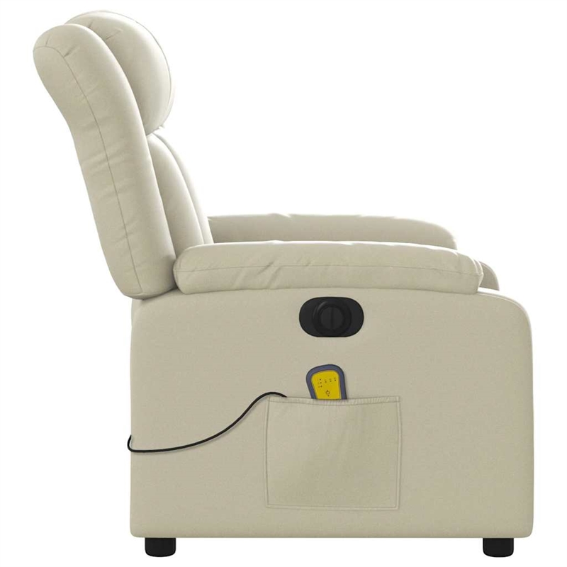 vidaXL Faux Leather Electric Massage Recliner Chair in Cream