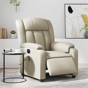 vidaXL Faux Leather Electric Massage Recliner Chair in Cream