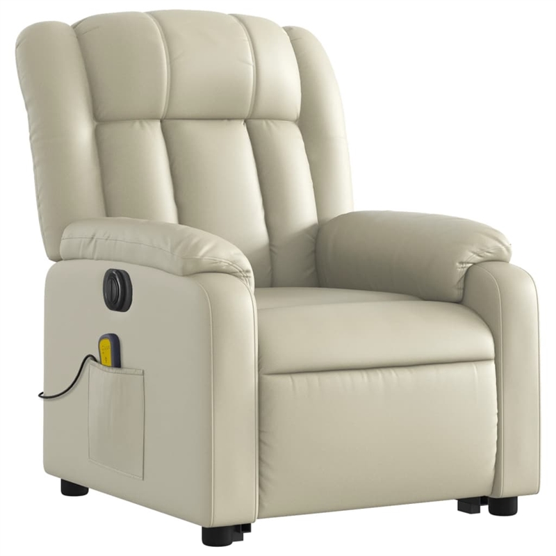 vidaXL Faux Leather Electric Stand up Massage Recliner Chair in Cream