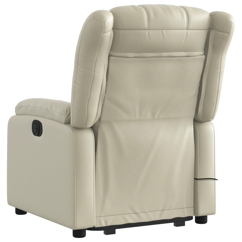 vidaXL Faux Leather Electric Stand up Massage Recliner Chair in Cream
