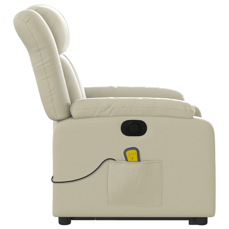 vidaXL Faux Leather Electric Stand up Massage Recliner Chair in Cream