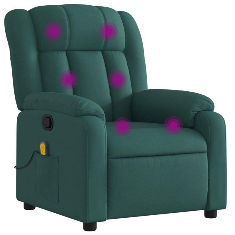 vidaXL Massage Recliner Chair in Dark Green