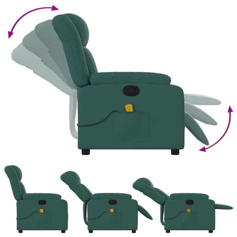vidaXL Massage Recliner Chair in Dark Green