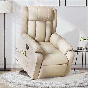 vidaXL Fabric Stand up Massage Recliner Chair in Cream
