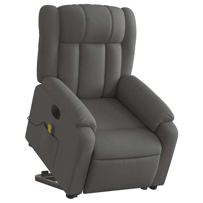 vidaXL Fabric Electric Stand up Massage Recliner Chair in Dark Gray